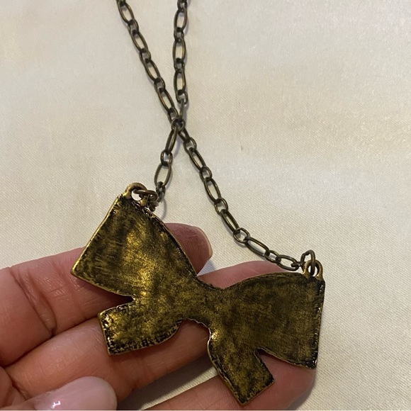 Elegant Bow Pendant Necklace in Black and Gold 9” - Picture 5 of 7